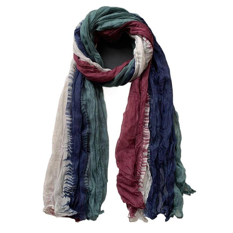 Damen Farbverlauf Knitter Schal - Leichter, Weicher, Atmungsaktiver Schal - Lange Stola, Retro Ethno Stil Schal, Böhmischer Strandresort Stola Schal von Joom DACH