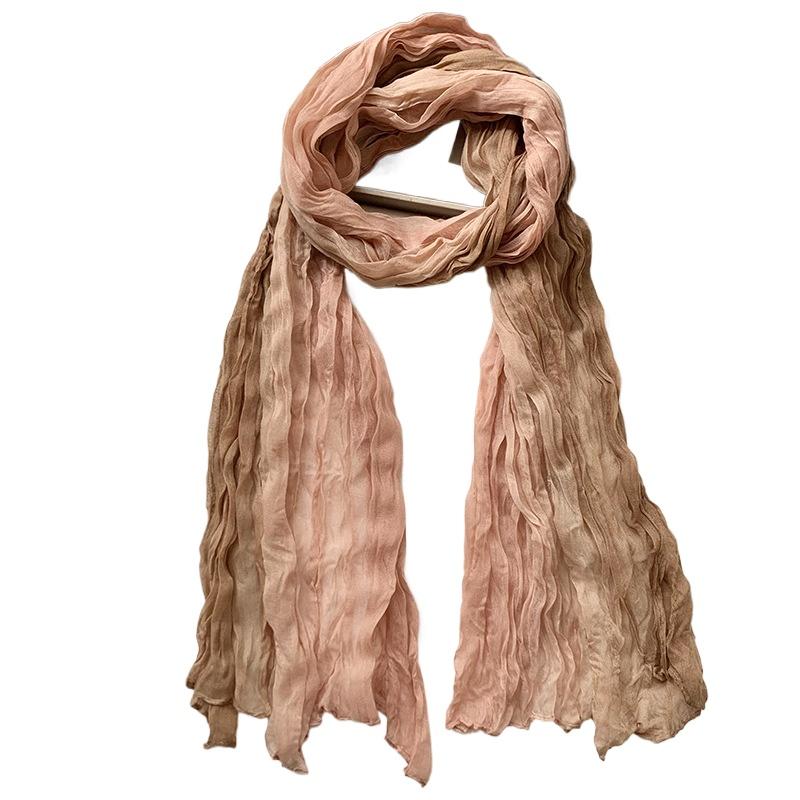 Damen Farbverlauf Knitter Schal - Leichter, Weicher, Atmungsaktiver Schal - Lange Stola, Retro Ethno Stil Schal, Böhmischer Strandresort Stola Schal von Joom DACH