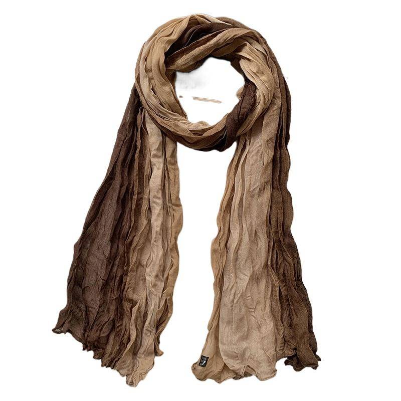 Damen Farbverlauf Knitter Schal - Leichter, Weicher, Atmungsaktiver Schal - Lange Stola, Retro Ethno Stil Schal, Böhmischer Strandresort Stola Schal von Joom DACH