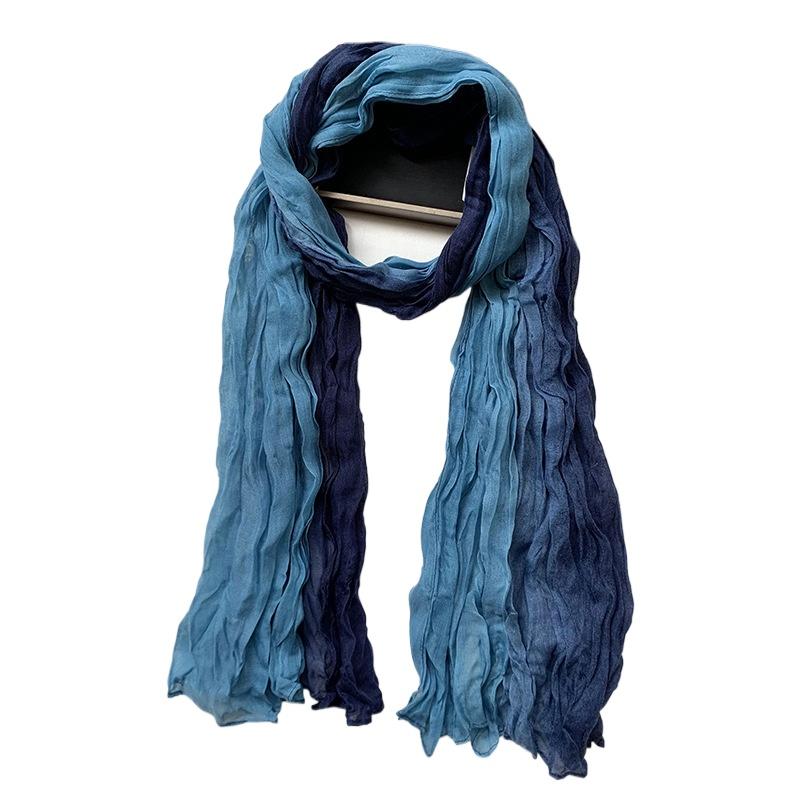 Damen Farbverlauf Knitter Schal - Leichter, Weicher, Atmungsaktiver Schal - Lange Stola, Retro Ethno Stil Schal, Böhmischer Strandresort Stola Schal von Joom DACH