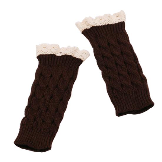 Damen Fingerlose Spitzenhandschuhe Weich Gestrickt Warm Lange Fäustlinge Handgelenkwärmer Wintergeschenk kaffeebraun von Joom DACH