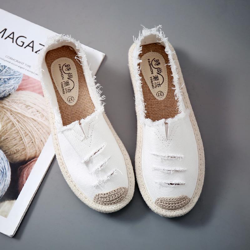 Damen Flache Schuhe Slip On Damen Canvas Lazy Loafers Atmungsaktive Espadrilles Frühling Herbst Schuhe 38 weiß von Joom DACH