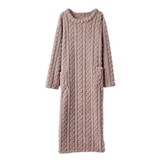 Damen Flanell Nachthemd Flauschig Plüsch Warm Rundhals Nachtwäsche Locker Winter Pullover Nachtkleid mit Taschen One Size von Joom DACH