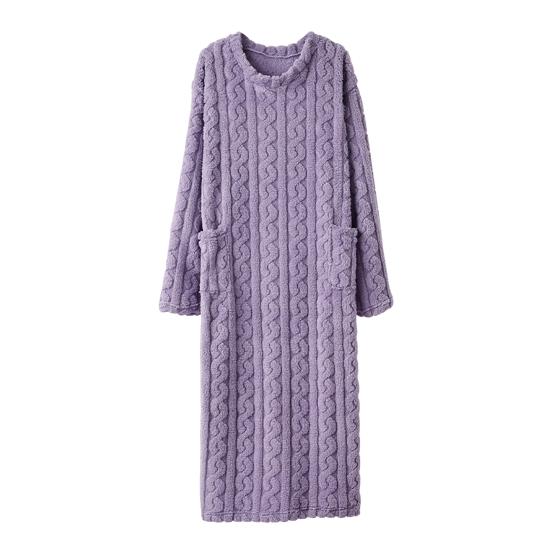 Damen Flanell Nachthemd Flauschig Plüsch Warm Rundhals Nachtwäsche Locker Winter Pullover Nachtkleid mit Taschen One Size von Joom DACH