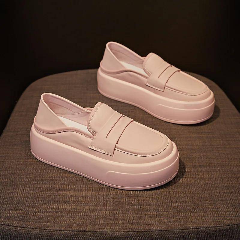 Damen Flats Frühling Sommer Schuhe Damen Heels 5CM Echtes Leder Chaussures Femme Casual Damen Loafers Ballett Flache Schuhe 40 rosa von Joom DACH