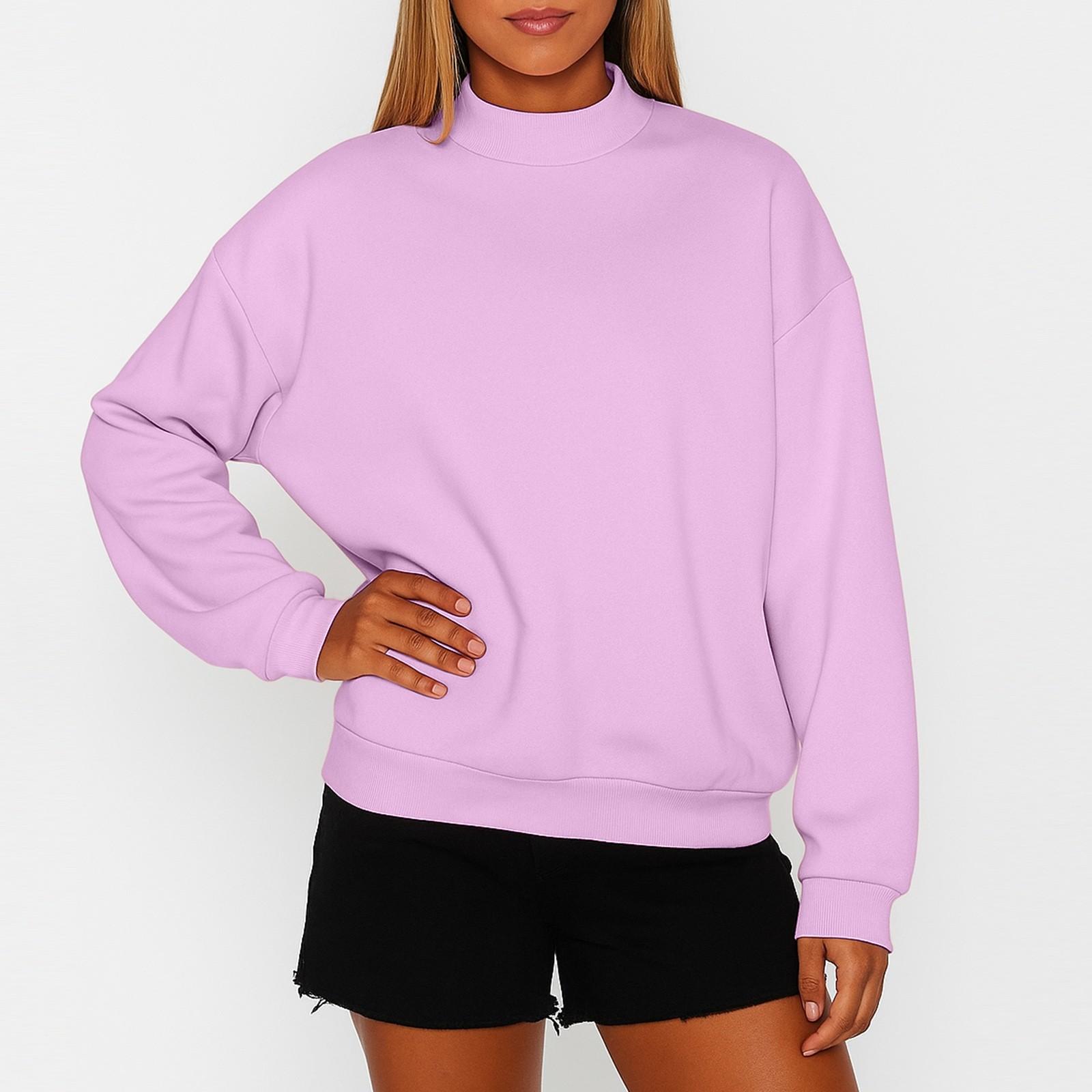 Damen Fleece-Sweatshirt in Unifarben mit kleinem Stehkragen und lockerer Passform S von Joom DACH