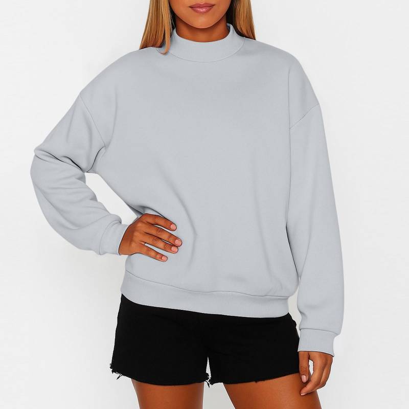 Damen Fleece-Sweatshirt in Unifarben mit kleinem Stehkragen und lockerer Passform XXL von Joom DACH