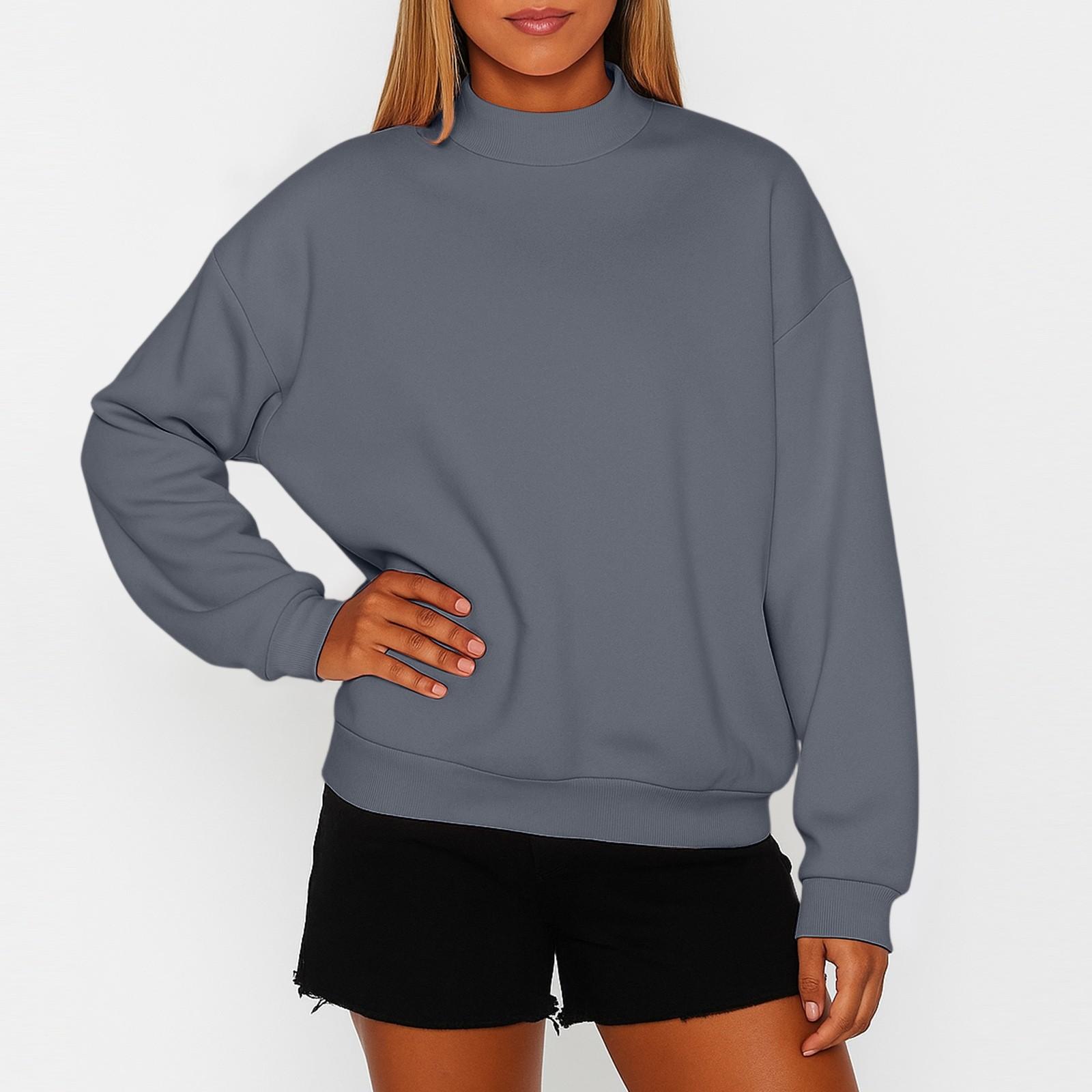 Damen Fleece-Sweatshirt in Unifarben mit kleinem Stehkragen und lockerer Passform XXL von Joom DACH