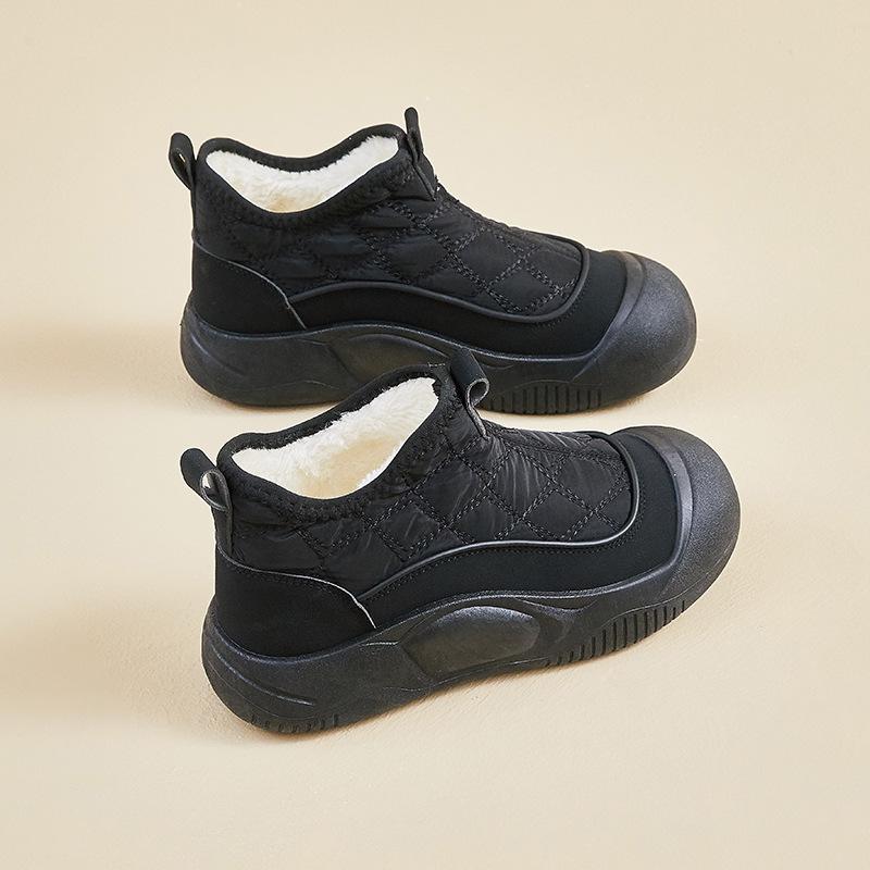 Damen Fleece und Verdickte Schneestiefel, Lässige Rutschfeste Stiefeletten 38 schwarz von Joom DACH