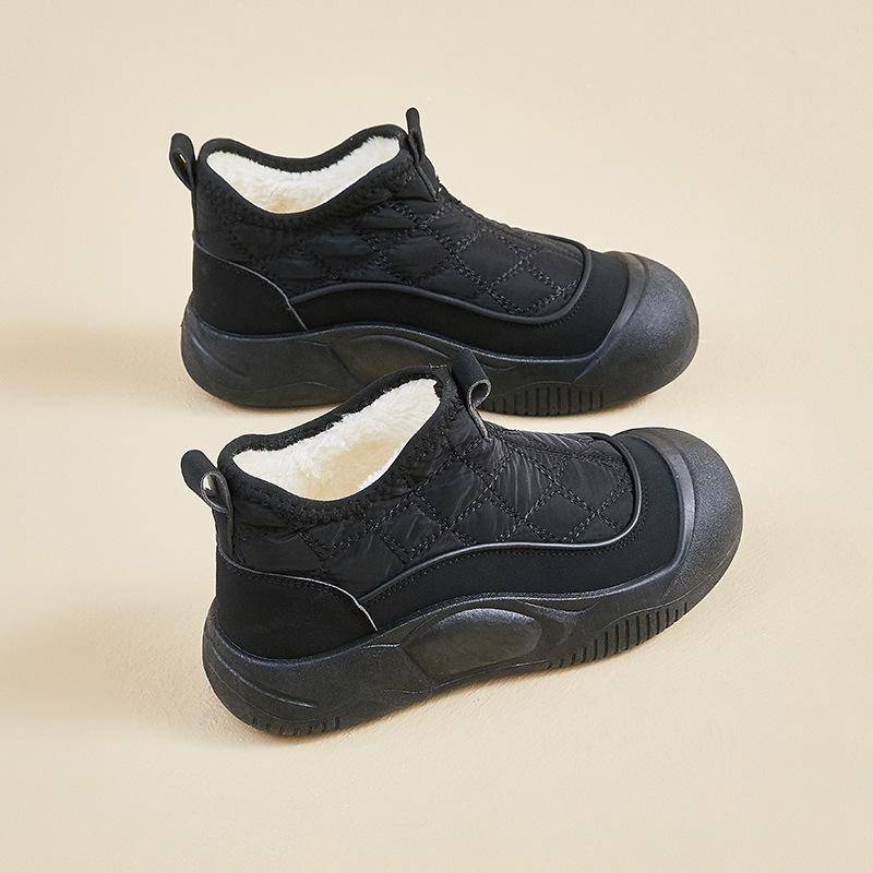 Damen Fleece und Verdickte Schneestiefel, Lässige Rutschfeste Stiefeletten 38 schwarz von Joom DACH