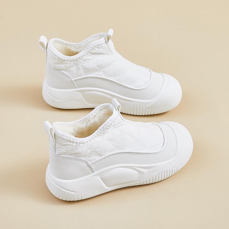 Damen Fleece und Verdickte Schneestiefel, Lässige Rutschfeste Stiefeletten 40 weiß von Joom DACH