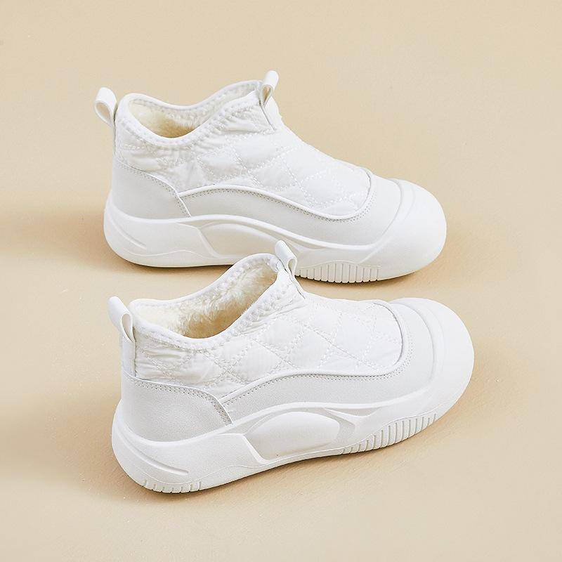 Damen Fleece und Verdickte Schneestiefel, Lässige Rutschfeste Stiefeletten 40 weiß von Joom DACH