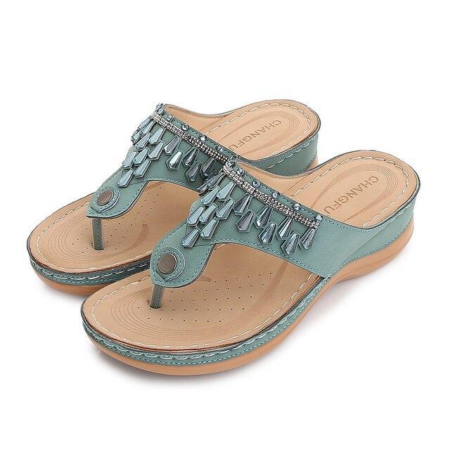 Damen Flipflop Leder Slipper Damen HeimschuheBüro Hausschuhe Strand Sommer Flip Flops 35 hellgrüne von Joom DACH