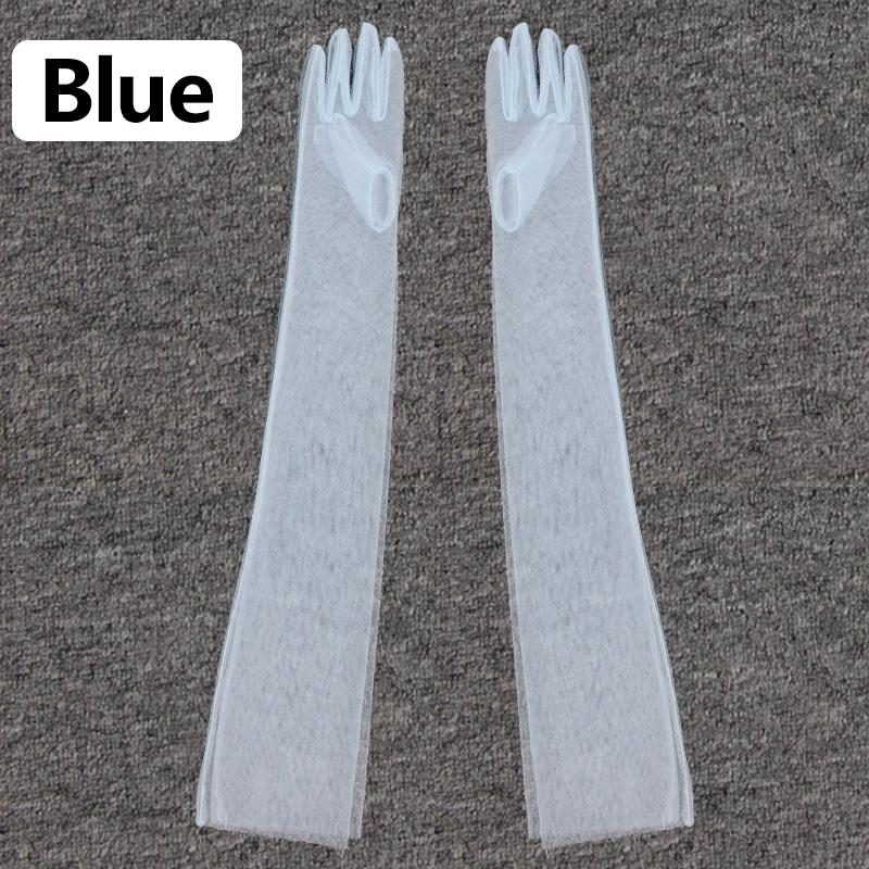 Damen-Fotografie-Handschuhe aus durchsichtiger Spitze, ultradünn, Ellenbogen lang, voller Finger, transparent blau von Joom DACH