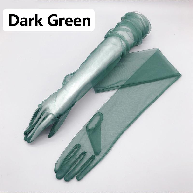 Damen-Fotografie-Handschuhe aus durchsichtiger Spitze, ultradünn, Ellenbogen lang, voller Finger, transparent dunkelgrüne von Joom DACH