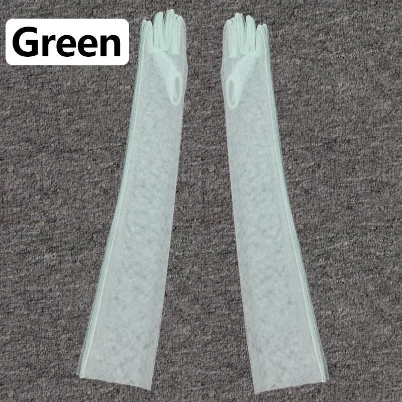 Damen-Fotografie-Handschuhe aus durchsichtiger Spitze, ultradünn, Ellenbogen lang, voller Finger, transparent grün von Joom DACH