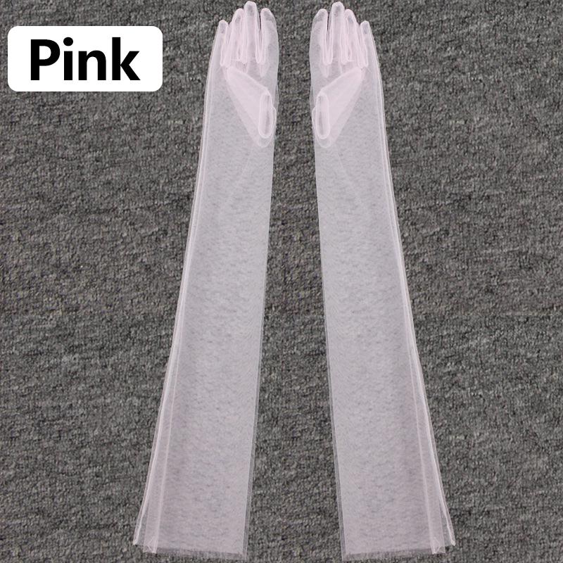 Damen-Fotografie-Handschuhe aus durchsichtiger Spitze, ultradünn, Ellenbogen lang, voller Finger, transparent rosa von Joom DACH