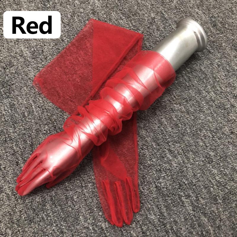 Damen-Fotografie-Handschuhe aus durchsichtiger Spitze, ultradünn, Ellenbogen lang, voller Finger, transparent rot von Joom DACH