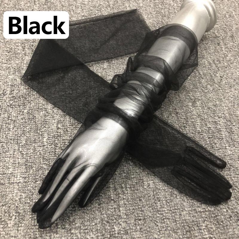 Damen-Fotografie-Handschuhe aus durchsichtiger Spitze, ultradünn, Ellenbogen lang, voller Finger, transparent schwarz von Joom DACH