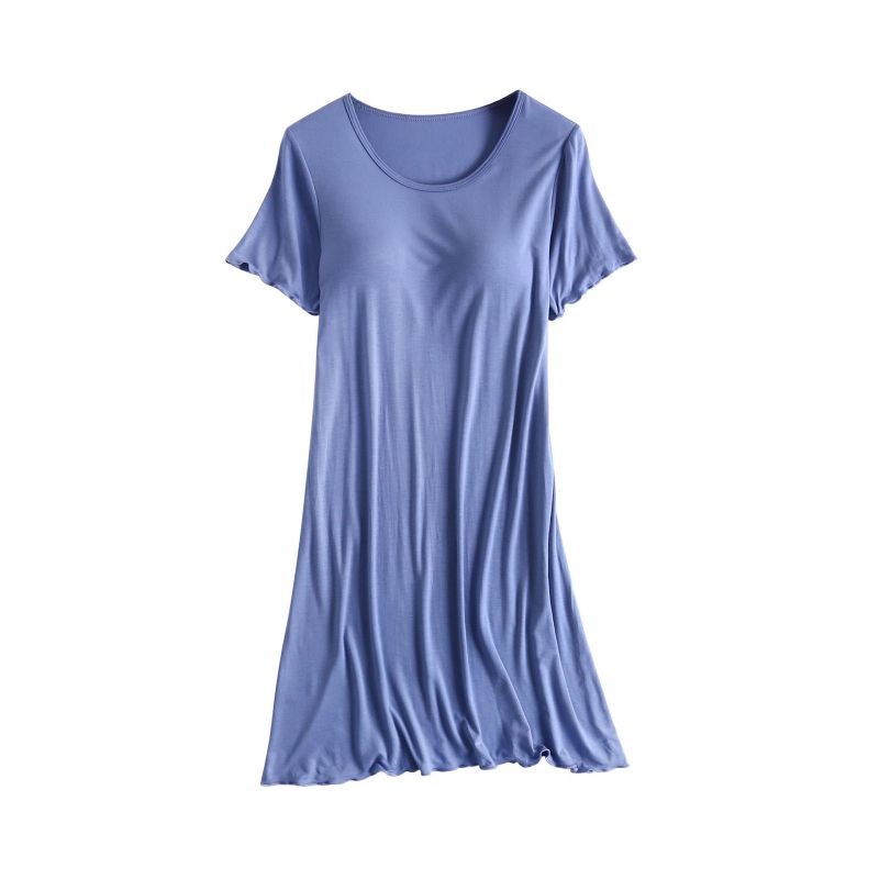 Damen Freizeit Kurzarm Nachthemd Einfarbiges Pyjamakleid mit BH-Polster XXL Damen Freizeit Kurzarm Nachthemd Einfarbiges Pyjamakleid mit BH-Polster XXL von Joom DACH