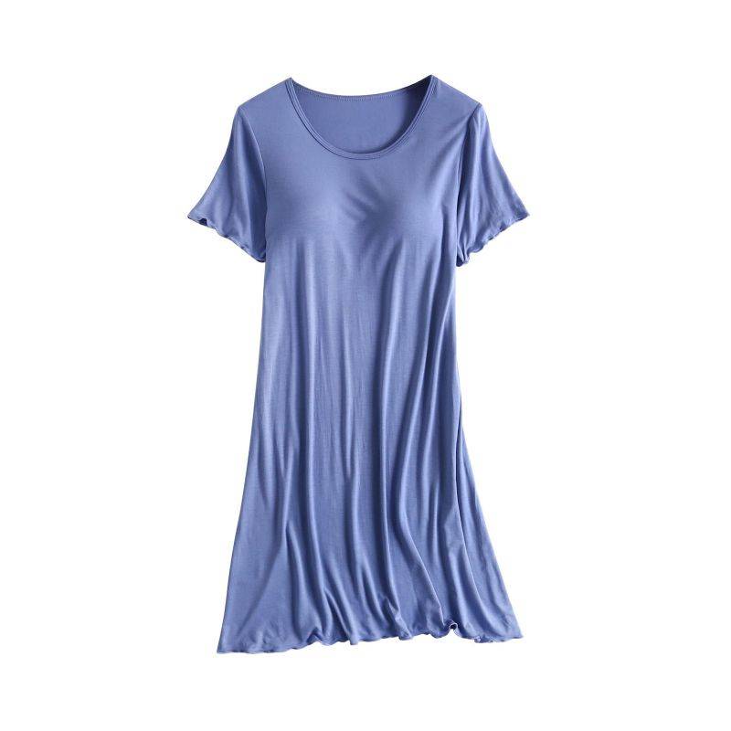 Damen Freizeit Kurzarm Nachthemd Einfarbiges Pyjamakleid mit BH-Polster XXL Damen Freizeit Kurzarm Nachthemd Einfarbiges Pyjamakleid mit BH-Polster XXL von Joom DACH