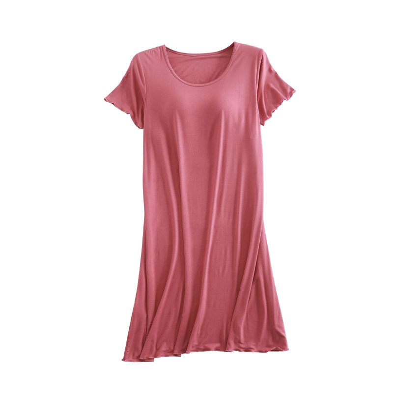 Damen Freizeit Kurzarm Nachthemd Einfarbiges Pyjamakleid mit BH-Polster XXL Damen Freizeit Kurzarm Nachthemd Einfarbiges Pyjamakleid mit BH-Polster XXL von Joom DACH