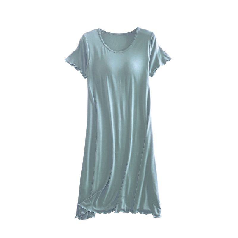 Damen Freizeit Kurzarm Nachthemd Einfarbiges Pyjamakleid mit BH-Polster XXL von Joom DACH