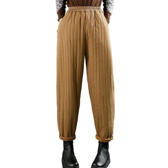 Damen Freizeithose Elastischer Hoher Bund Locker Geschnitten Verdickte Jogginghose mit Taschen XXXL gelb von Joom DACH