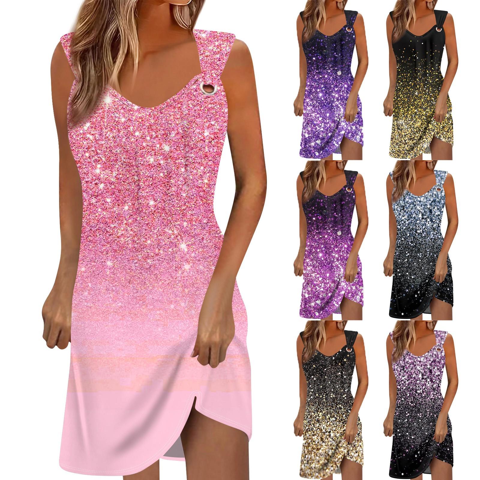 Damen Freizeitkleid Sommerkleid Unterkleid Kleid Gerafft Täglich Date Ausgehen Mode Basic Träger Ärmellos Lockere Passform L blau von Joom DACH