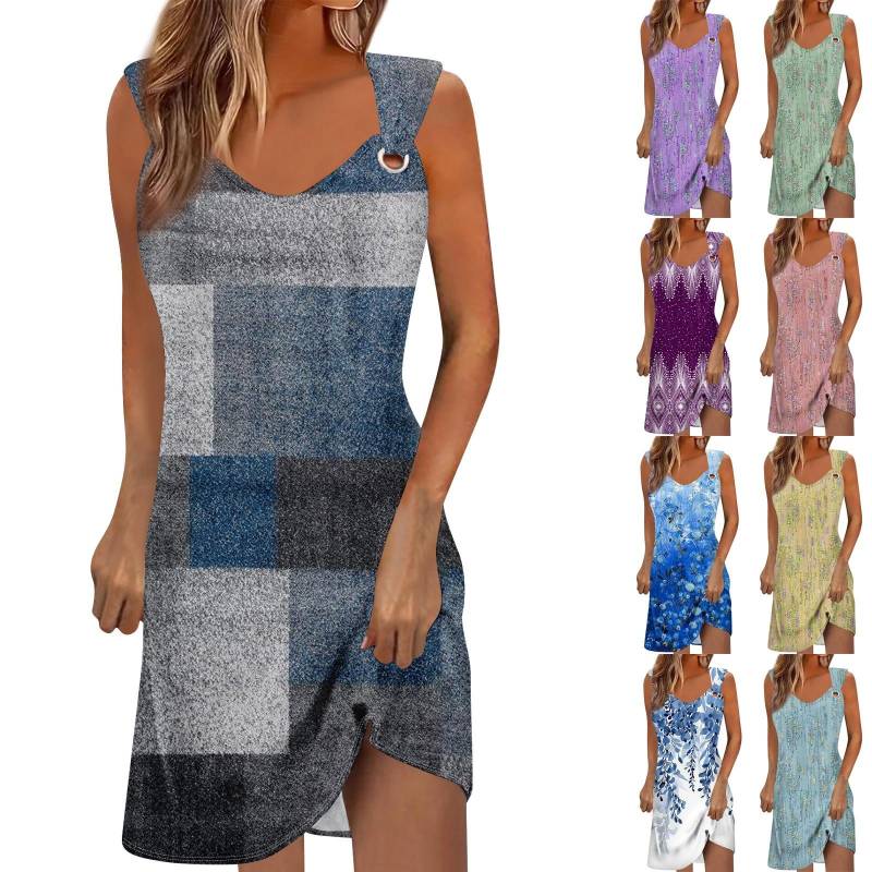 Damen Freizeitkleid Sommerkleid Unterkleid Kleid Gerafft Täglich Date Ausgehen Mode Basic Träger Ärmellos Lockere Passform M cyanblau von Joom DACH