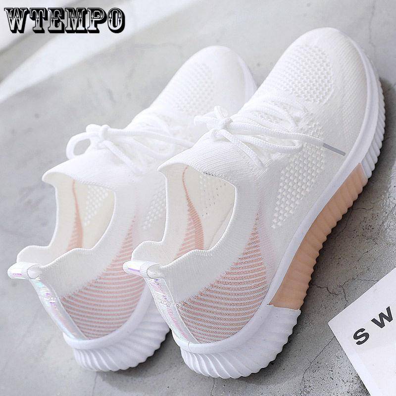 Damen Freizeitschuhe Mode Atmungsaktives Wanderschuhwerk Mesh Schnürschuhe Flache Schuhe Sneakers Damen Übergröße Tenis Feminino Weiß Vulkanisierte Schuhe 41 von Joom DACH