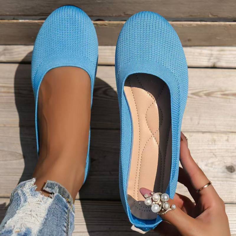Damen Freizeitschuhe Mode Runde Zehenpartie Flache Schuhe Bequeme Atmungsaktive Mesh Ballerinas 40 himmelblaue von Joom DACH