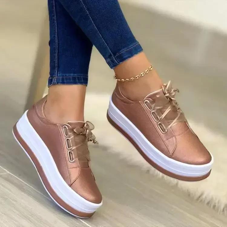 Damen Freizeitschuhe Neue Schnürschuhe Plateauschuhe zum Verkauf Bequeme Flats Zapatos Mujer 41 rose gold von Joom DACH