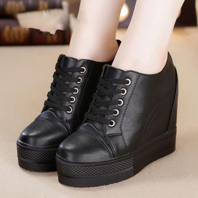 Damen Freizeitschuhe mit Keilabsatz, Plateau, versteckter Absatz, bequeme Damen-Sneaker, Damenschuhe in Übergröße 39 schwarz von Joom DACH