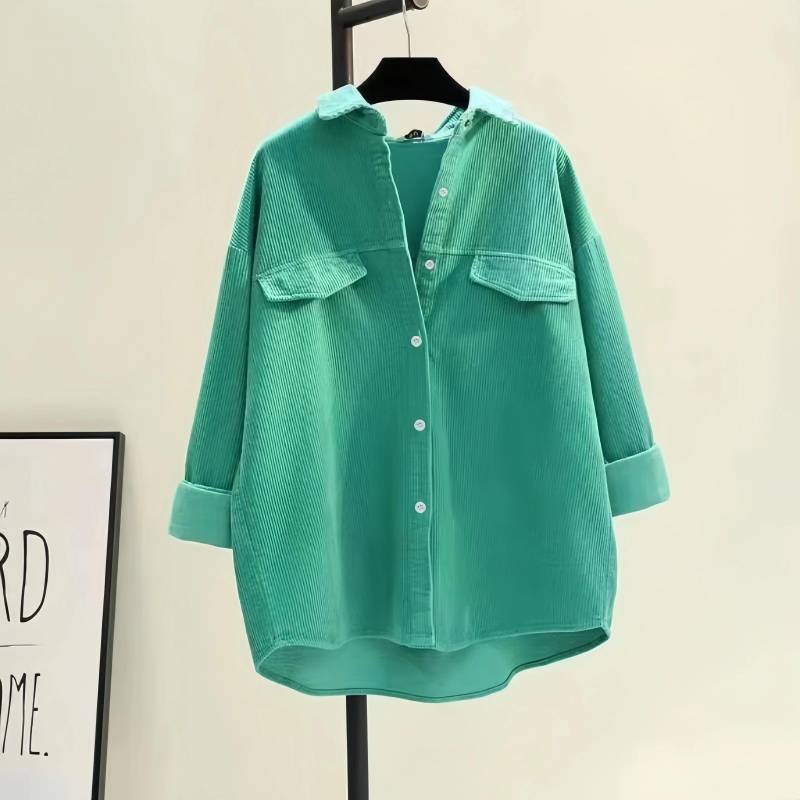 Damen Frühling Einfarbiges Hemd Cordhemd Doppeltasche Dickes Hemd Strickjacke Knopf Polokragen Langarmoberteile 6XL hellgrüne Damen Frühling Einfarbiges Hemd Cordhemd Doppeltasche Dickes Hemd Strickjacke Knopf Polokragen Langarmoberteile 6XL hellgrüne von Joom DACH