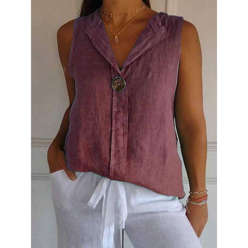 Damen Frühling Fake Cardigan V-Ausschnitt Chiffon Einfarbig Ärmellos Casual Tank Top 2XL bordeaux von Joom DACH