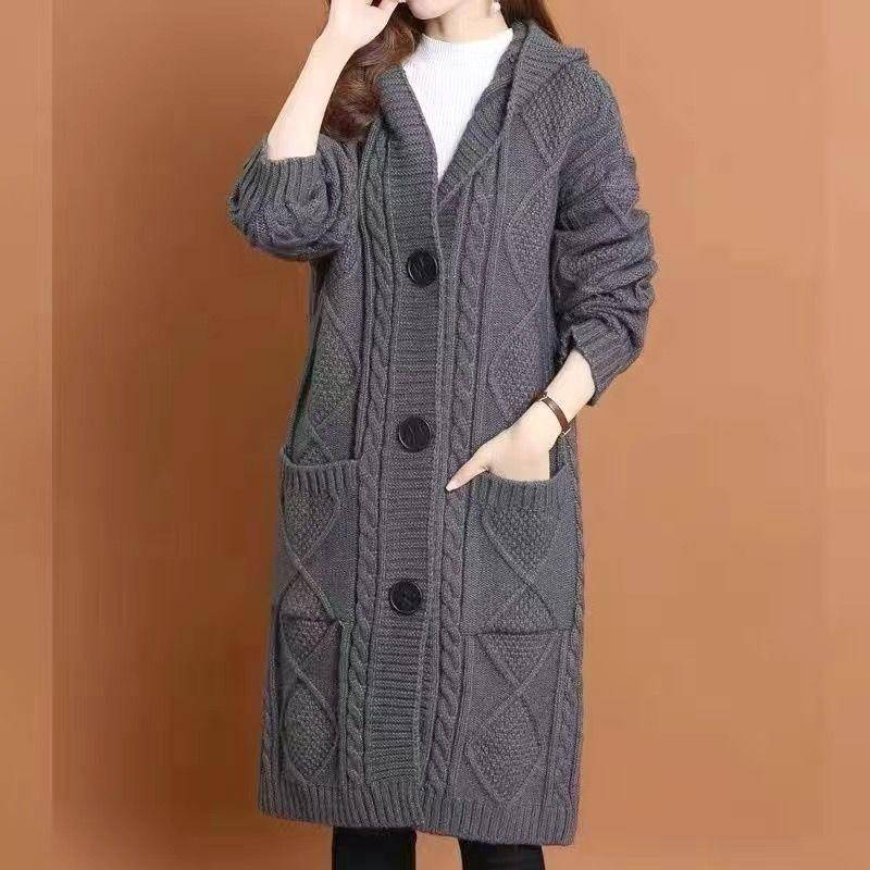 Damen Frühling Herbst Jacquard Twists Strickjacke Pullover Große Größe Lange Kapuze Einreihig Strickjacke Mantel XXXL grau Damen Frühling Herbst Jacquard Twists Strickjacke Pullover Große Größe Lange Kapuze Einreihig Strickjacke Mantel XXXL grau von Joom DACH