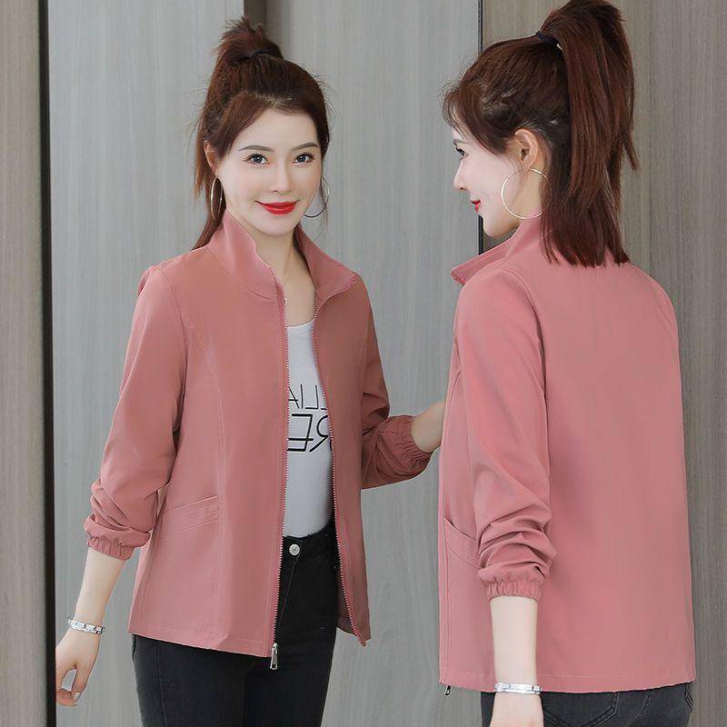 Damen Frühling Herbst Kurze Windjacke Oberbekleidung Entspannt Lässig Vielseitig Februar August Kleine Duftende Jacken 3XL dunkel rosa von Joom DACH