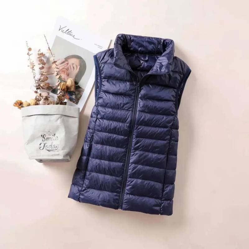 Damen Frühling Herbst Modische Oberbekleidung Warme Westen Leichte Daunenweste Damen Weste Tragbare Warme Ärmellose Unterbekleidung Casual Westen 8XL navy blau von Joom DACH