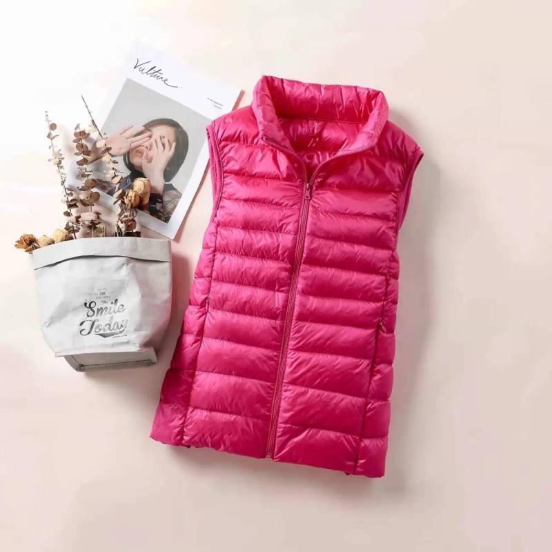 Damen Frühling Herbst Modische Oberbekleidung Warme Westen Leichte Daunenweste Damen Weste Tragbare Warme Ärmellose Unterbekleidung Casual Westen XXXXXXL rose rot von Joom DACH