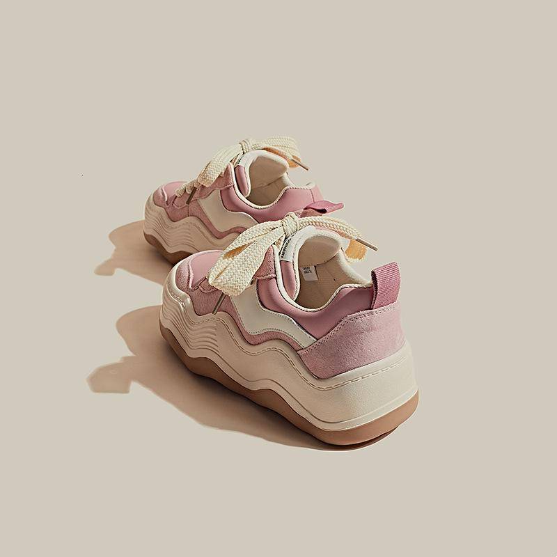Damen Frühling Neue Trendige Dicke Sohle Erhöhte Lässige Sportschuhe mit Wellensohle 40 rosa von Joom DACH