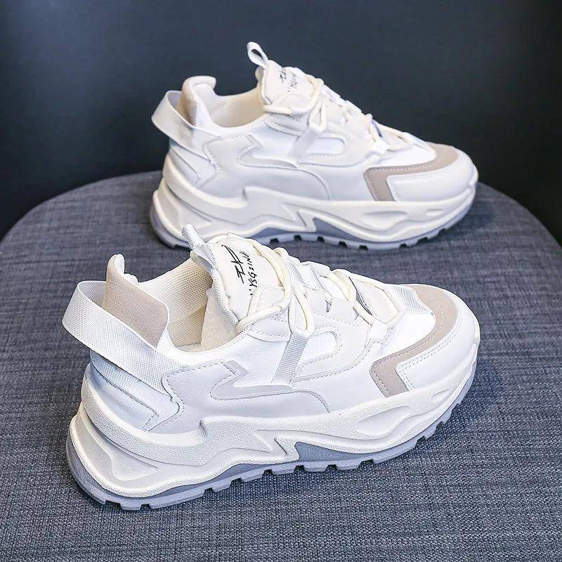 Damen Frühling Plateau Chunky Sneakers Grau Braun Sportschuhe Komfort Casual High Sneaker Damen Vulkanisierte Sneakers 36 off-weiße von Joom DACH
