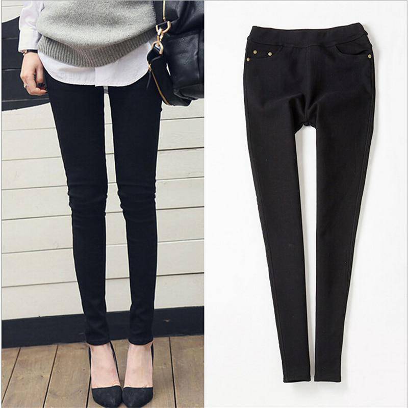 Damen Frühling und Herbst Plus Size Loose Solid Color Stretch Small Foot Nine Minute Pants Oberbekleidung Unterhose XXS schwarz von Joom DACH