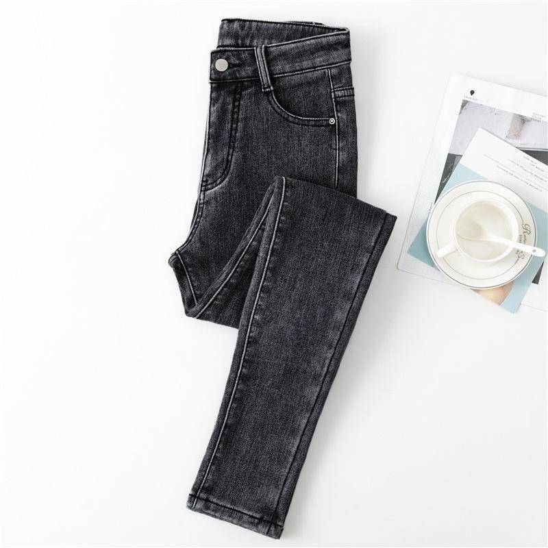 Damen Frühling und Herbst hoch taillierte dünne Jeans elastische enge Neun-Minuten-Hose 27 von Joom DACH