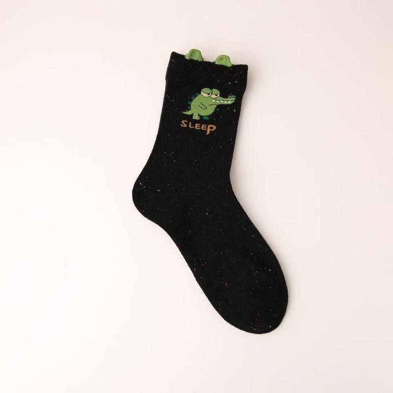 Damen Frühling und Sommer Cartoon Lustig Niedlich College Kniestrümpfe 1 pair schwarz von Joom DACH