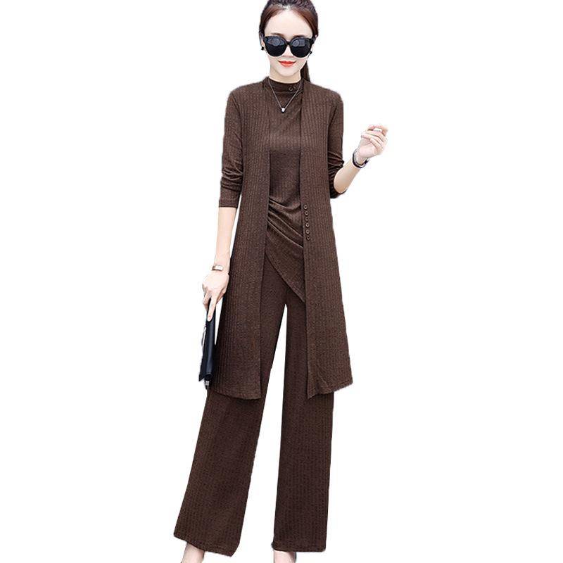 Damen Frühlings- und Herbstmodelle Schlanke, dünne Übergröße Rundhals Kurzarm + Langarmjacke + Hose mit weitem Bein Freizeitkleidung Dreiteiliges Set XS Damen Frühlings- und Herbstmodelle Schlanke, dünne Übergröße Rundhals Kurzarm + Langarmjacke + Hose mit weitem Bein Freizeitkleidung Dreiteiliges Set XS von Joom DACH
