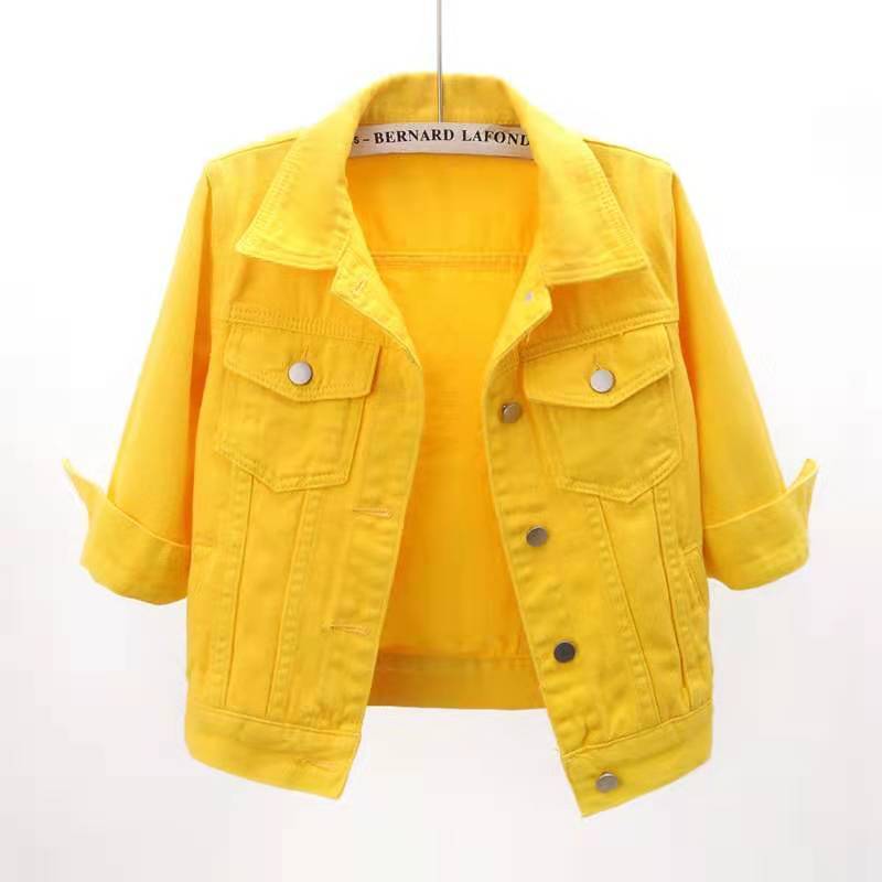 Damen-Frühlings- und Sommer-All-Match-Dreiviertel-Ärmel-Jeansjacke, Damen-Short-Oberbekleidung, dünne Jacke L gelb Damen-Frühlings- und Sommer-All-Match-Dreiviertel-Ärmel-Jeansjacke, Damen-Short-Oberbekleidung, dünne Jacke L gelb von Joom DACH