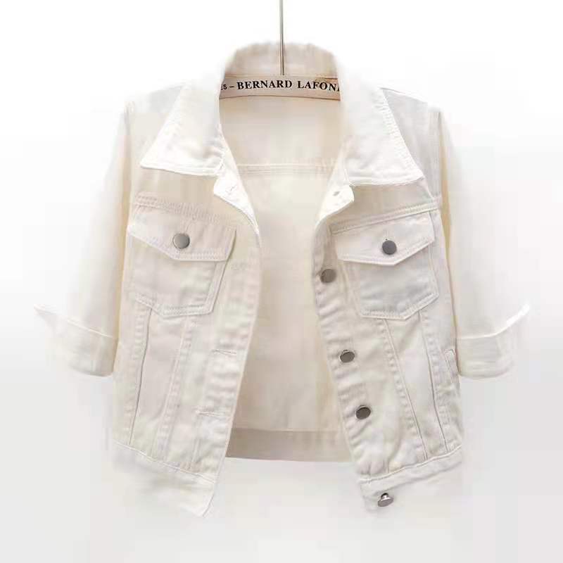 Damen-Frühlings- und Sommer-All-Match-Dreiviertel-Ärmel-Jeansjacke, Damen-Short-Oberbekleidung, dünne Jacke M weiß Damen-Frühlings- und Sommer-All-Match-Dreiviertel-Ärmel-Jeansjacke, Damen-Short-Oberbekleidung, dünne Jacke M weiß von Joom DACH