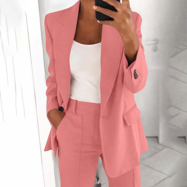 Damen Frühlingsmode Polo Senior Schlanke Revers Strickjacke Temperament Anzug Jacke Set Plus Größe XXXXXL rosa von Joom DACH