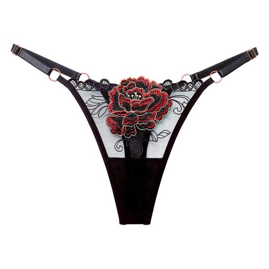Damen G-String Stricken Slim Fit Verführerisch schick Dünn Intim Blumenstickerei für Flitterwochen von Joom DACH